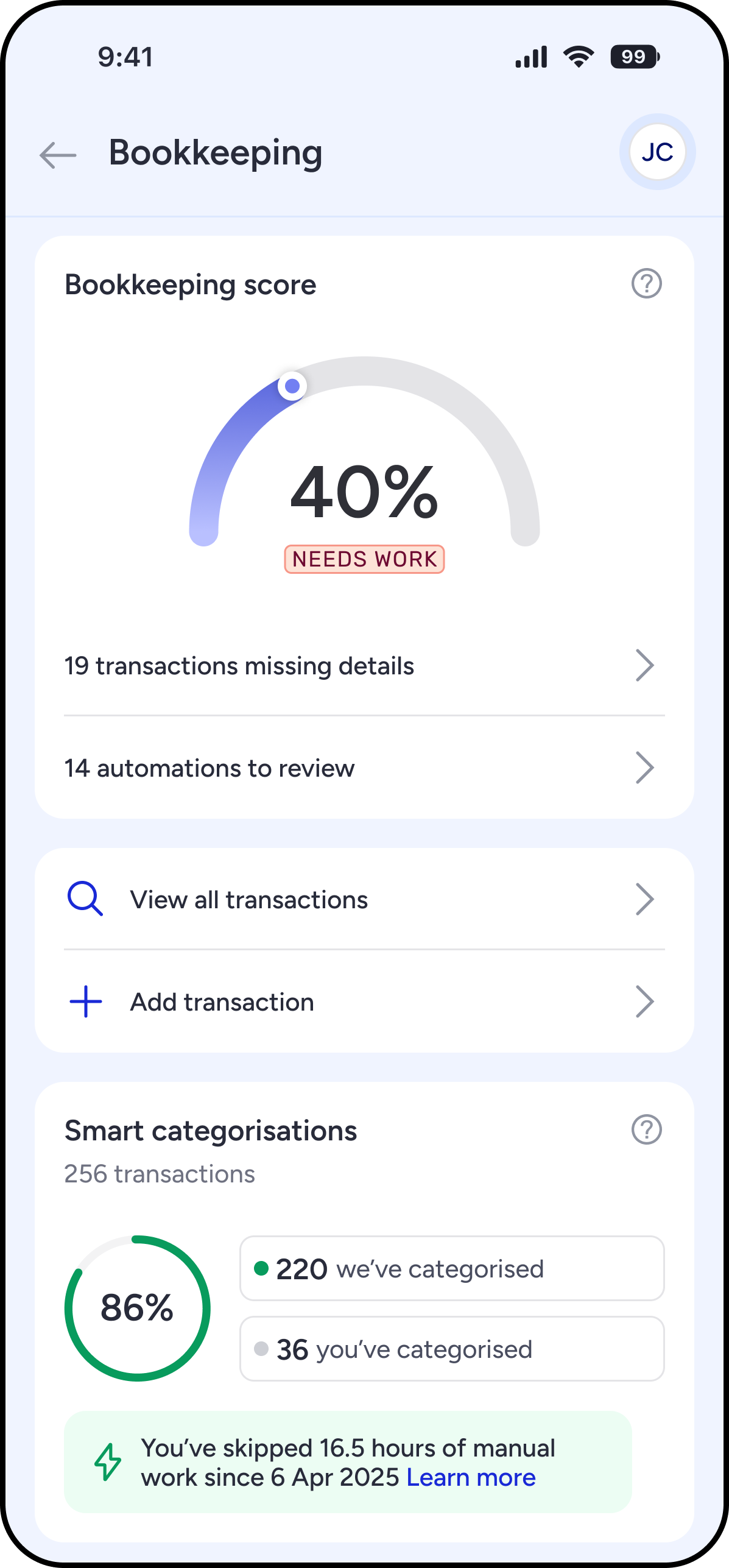 Tide bookkeeping